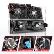 Load image into Gallery viewer, ANZO 2003-2006 Chevrolet Silverado 1500 Crystal Headlights with Light Bar, Black Housing and Clear Lens