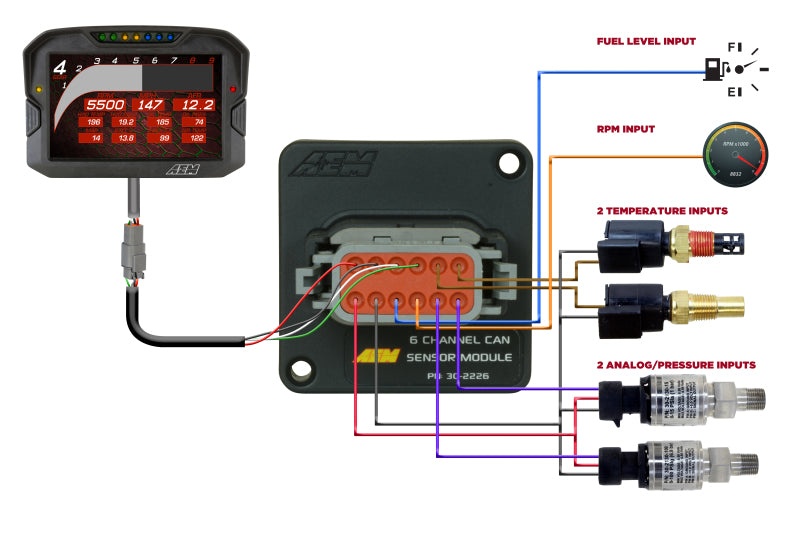 AEM 6 Channel CAN Sensor Module (PN 30-2226) for Digital Dash Integration