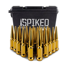 Load image into Gallery viewer, Mishimoto Steel Spiked Lug Nuts M14 x 1.5, 24-Piece Set in Gold