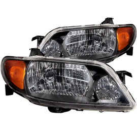 ANZO 2001-2003 Mazda Protege Crystal Headlights Set with Clear Lenses and Black Housing