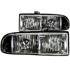 ANZO 1998-2005 Chevrolet S-10 Crystal Headlights with Black Housing and Clear Lenses