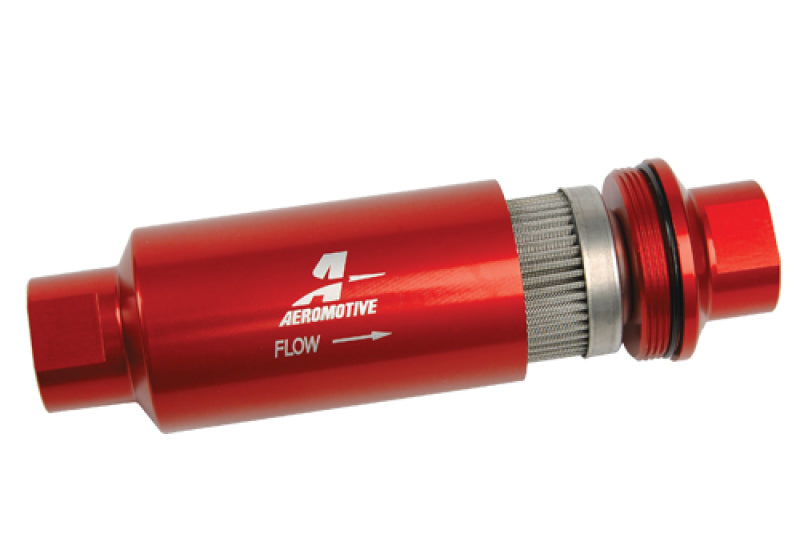Aeromotive In-Line Fuel Filter AN-10 - 40 Micron Stainless Steel Element - Red Anodized Finish