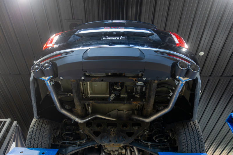 MBRP Armor Lite Series T304 Stainless Steel Dual Split Cat-Back Exhaust System with Quad Carbon Fiber Tips for 2021-2023 Chevrolet Tahoe and GMC Yukon