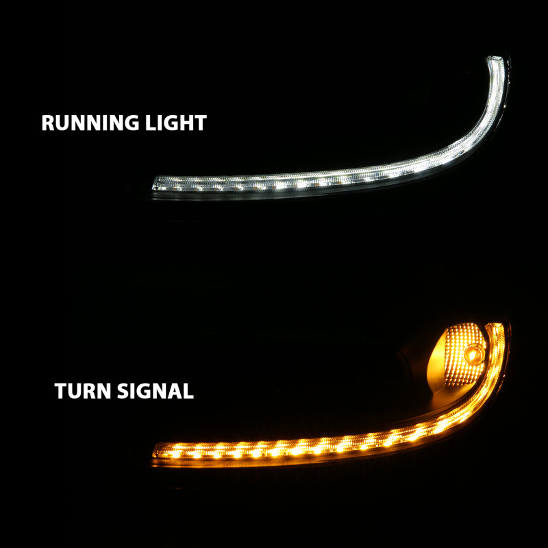 ANZO 2005-2013 Chevy Corvette Projector Headlight Set with Halo and Switchback - Black Housing with Amber Accents