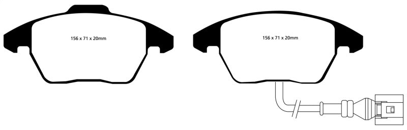 EBC Yellowstuff Front Brake Pads for Volkswagen Beetle, Jetta, and Golf - Part Number EBC DP41517R