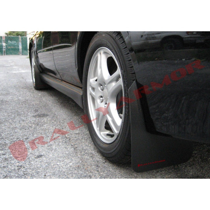 Rally Armor Basic Black Mud Flap Set with Red Logo for Subaru Impreza 2004-2007