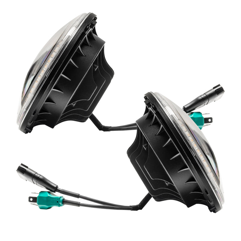 Oracle Lighting Jeep Wrangler JK Switchback LED Halo Headlights with Amber/White Integrated Turn Signal - Part #orl5769-123