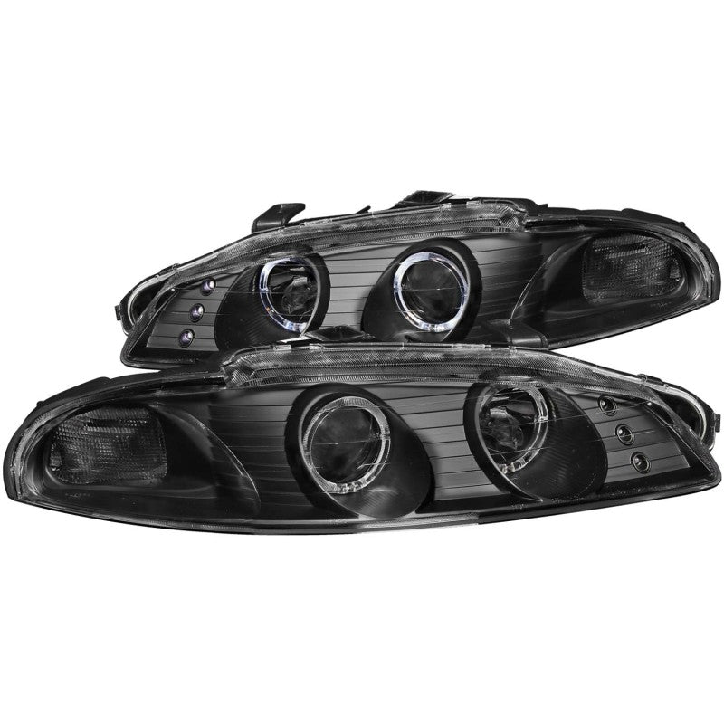 ANZO 1997-1999 Mitsubishi Eclipse Projector Headlights with Halo, Black G2 Housing