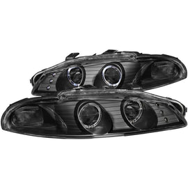 ANZO 1997-1999 Mitsubishi Eclipse Projector Headlights with Halo, Black G2 Housing