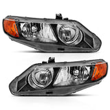 ANZO 2006-2011 Honda Civic Crystal Headlight Set with Clear Lens and Black Housing