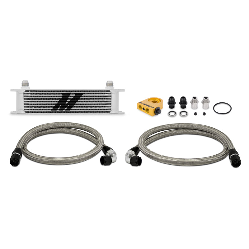 Mishimoto Universal Thermostatic 10 Row Oil Cooler Kit - Silver for Ford Mustang 2018-2021