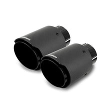 Load image into Gallery viewer, Mishimoto Carbon Fiber Dual Exhaust Tips 2.5 Inch Inlet, Black - Part Number misMMEXH-TIP-CFD25BK