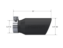 Load image into Gallery viewer, MBRP Universal Exhaust Tip 4.5 inch Outer Diameter, Black Coated, Angled Cut Rolled End - Part Number mbrpT5196BLK
