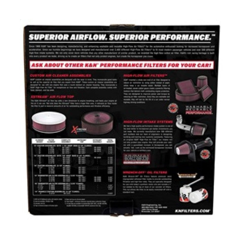 K&N Engineering 14-inch Red Custom Air Cleaner Assembly Part KNX60-1280 for Round Housing Engines