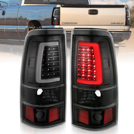 ANZO 1999-2002 Chevy Silverado 1500 LED Tail Light Assembly with Clear Lens and Black Housing