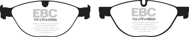 EBC Redstuff Ceramic Low Dust Front Brake Pads for Jaguar XF and XKR * Part Number ebcDP32076C