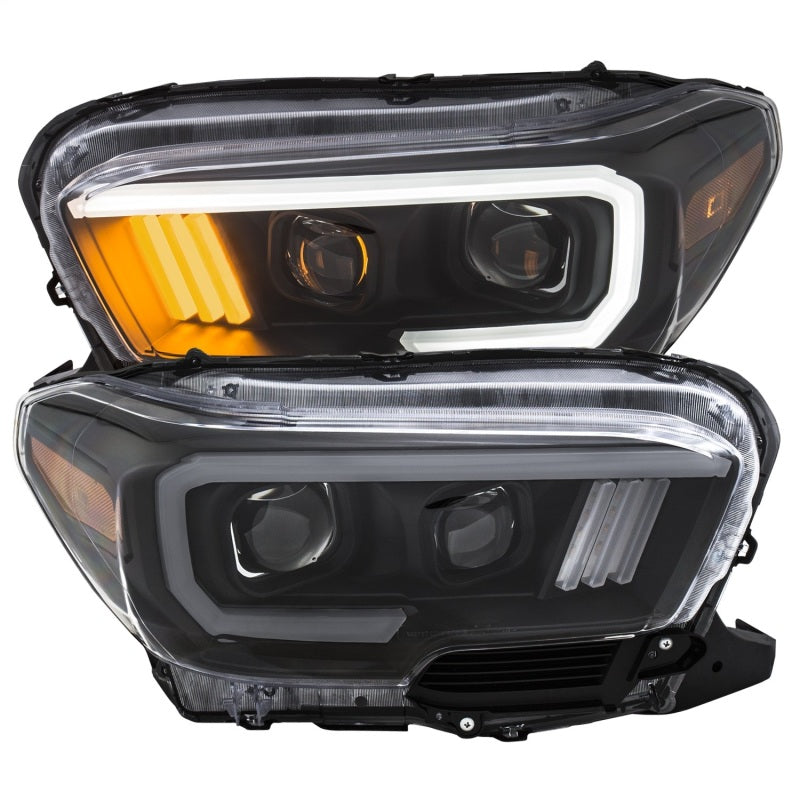 ANZO 2016-2017 Toyota Tacoma Projector Headlights with Plank Style Design, Black Housing and Amber Accents