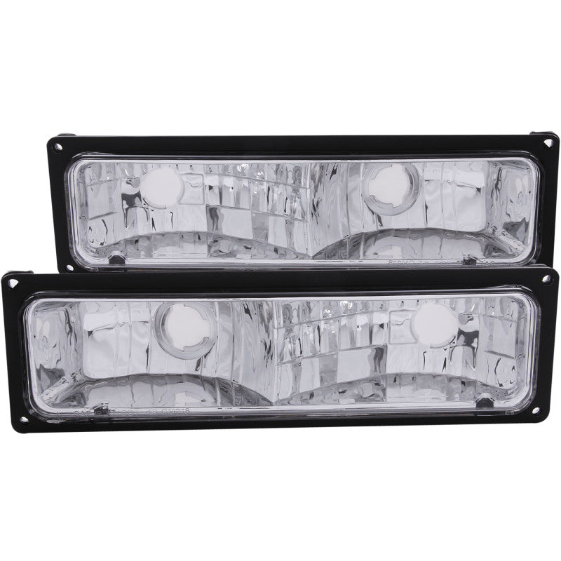 ANZO Euro Parking Light Assembly for Chevrolet C1500 and GMC R2500, Black Housing Pair