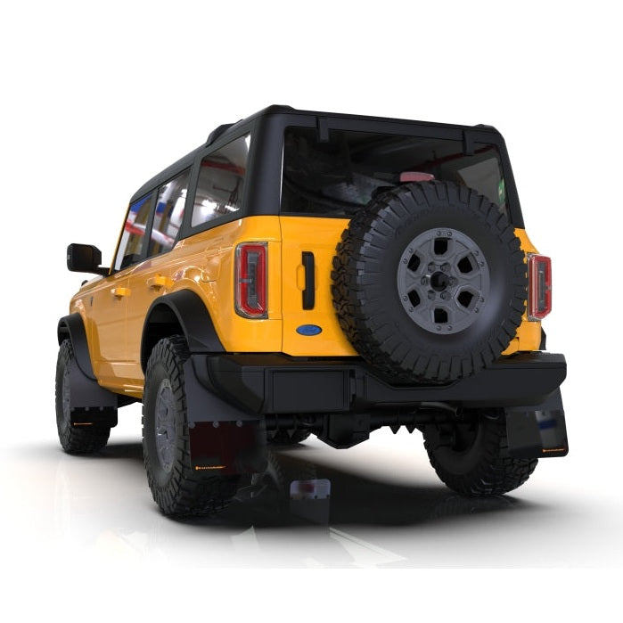 Rally Armor 21-25 Ford Bronco Polyurethane Mud Flaps with Blue Logo – Durable, No-Drill Protection
