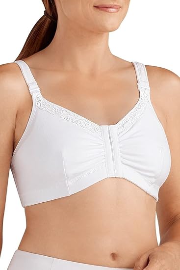 Amoena womens Hannah Front Closure Wire Free Comfort bras, White, Medium A B 36 38 US