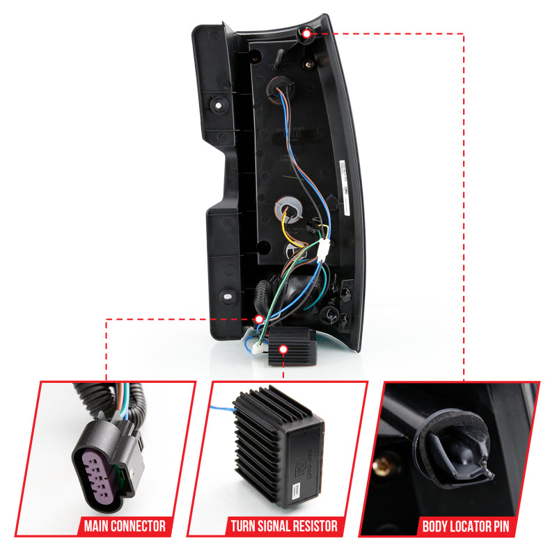 ANZO 2007-2014 Chevy Tahoe LED Tail Light Assembly with Smoke Lens and Black Housing