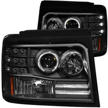 Load image into Gallery viewer, ANZO 1992-1996 Ford F-150 Projector Headlights with Halo, Black Housing, Pair including Side Markers and Parking Lights