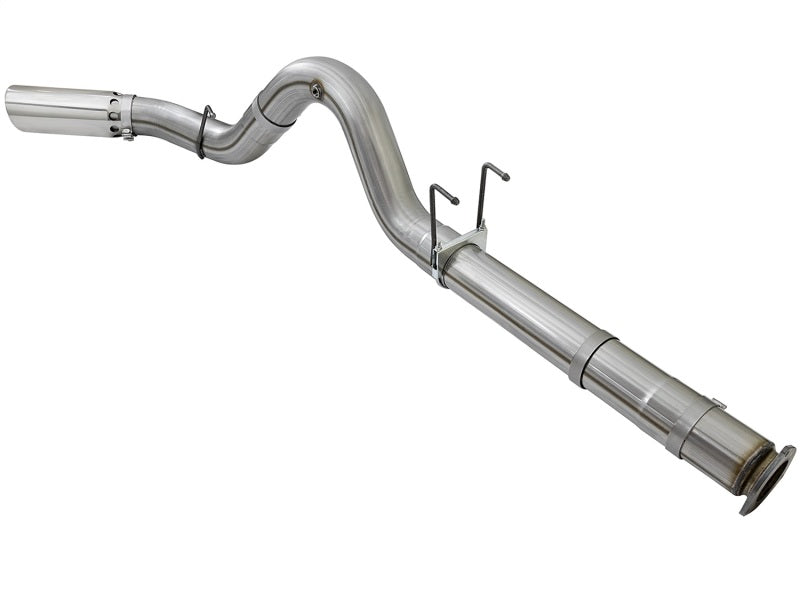 aFe Large Bore HD 5-inch Stainless Steel DPF-Back Exhaust System with Polished Tip for 2017 Ford Diesel Trucks V8 6.7L (td) - Part # afe49-43090-P