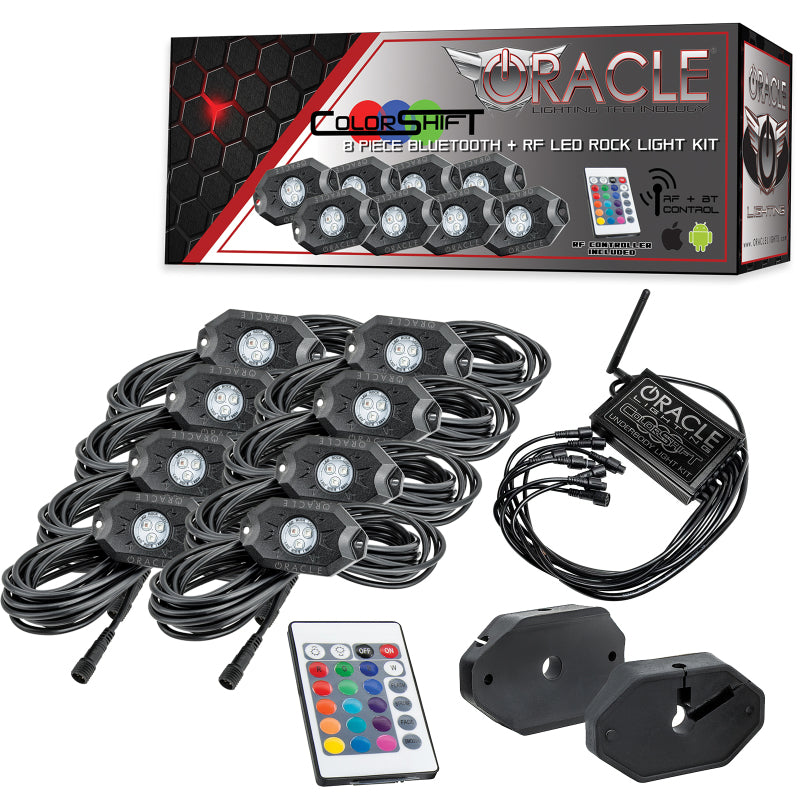 ORACLE Lighting Bluetooth + RF ColorSHIFT Underbody Rock Light Kit – 8 Pieces for Off-Road Vehicles