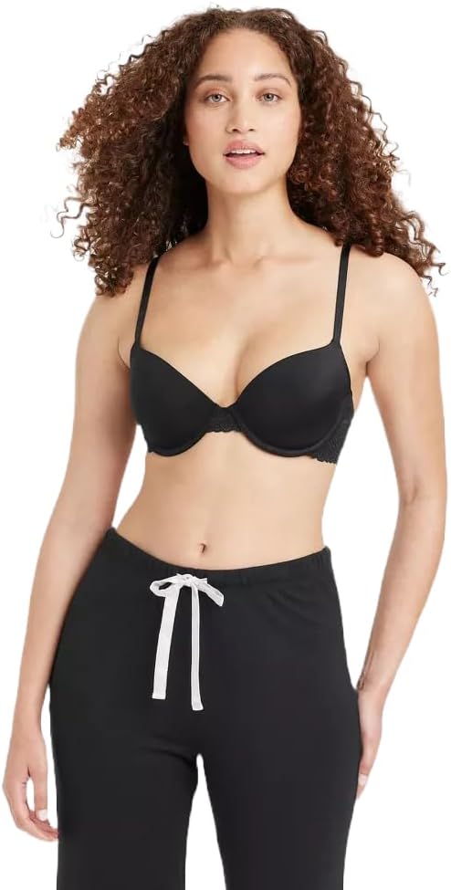 Auden Women's Demi Daydream Push-Up Bra (US, Cup Band, B, 36, Black)