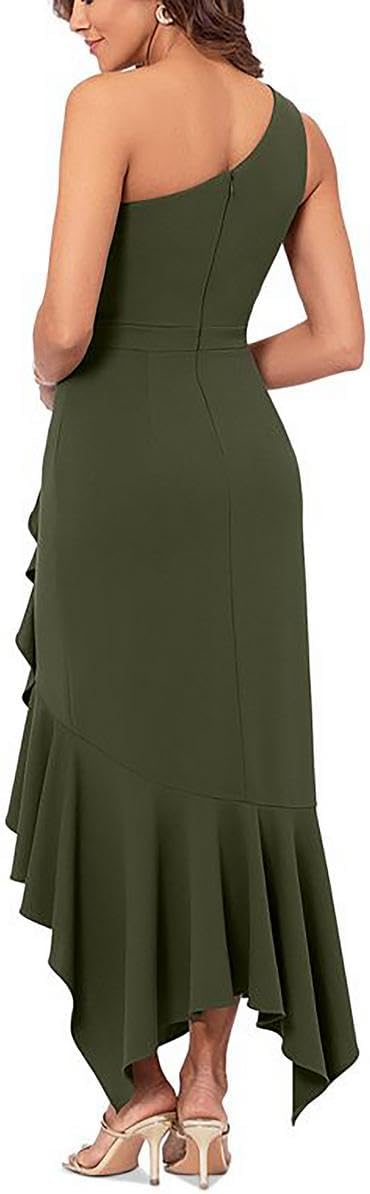 Xscape Womens Panel Hi Low Cocktail and Party Dress, Green, 16