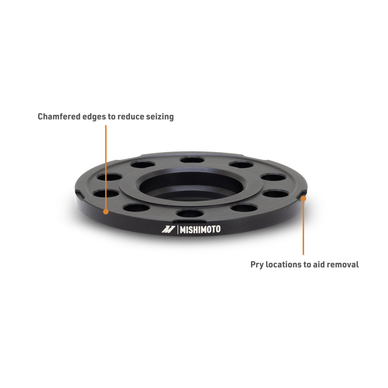 Mishimoto 5x112 Wheel Spacers, 10 mm, 66.5 mm Bore, M14x1.25 - Black | MMWS-015-100BK