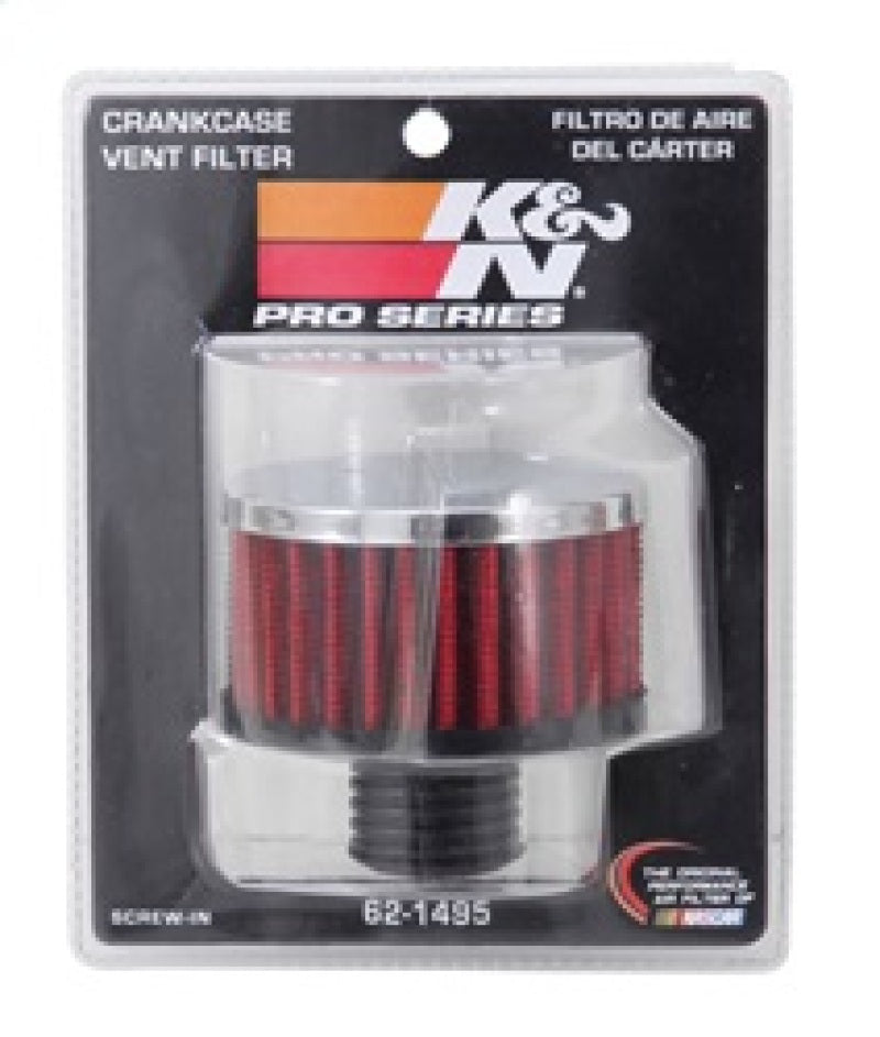 K&N Engineering 62-1495 Rubber Base Crankcase Vent Filter with Chrome Top for Ford Valve Covers