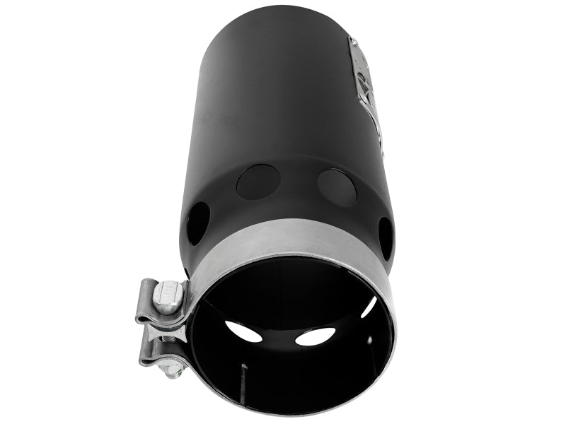 aFe Saturn 4S 4-inch Intercooled Exhaust Tip with Black Finish, 4-inch Inlet x 5-inch Outlet, 12-inch Length