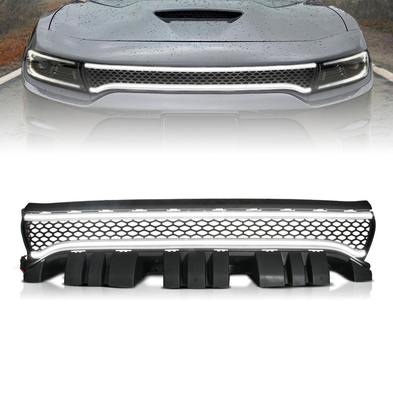 ANZO 15-23 Dodge Charger Black LED Grille with Ignition Initiation & Running Light Bar