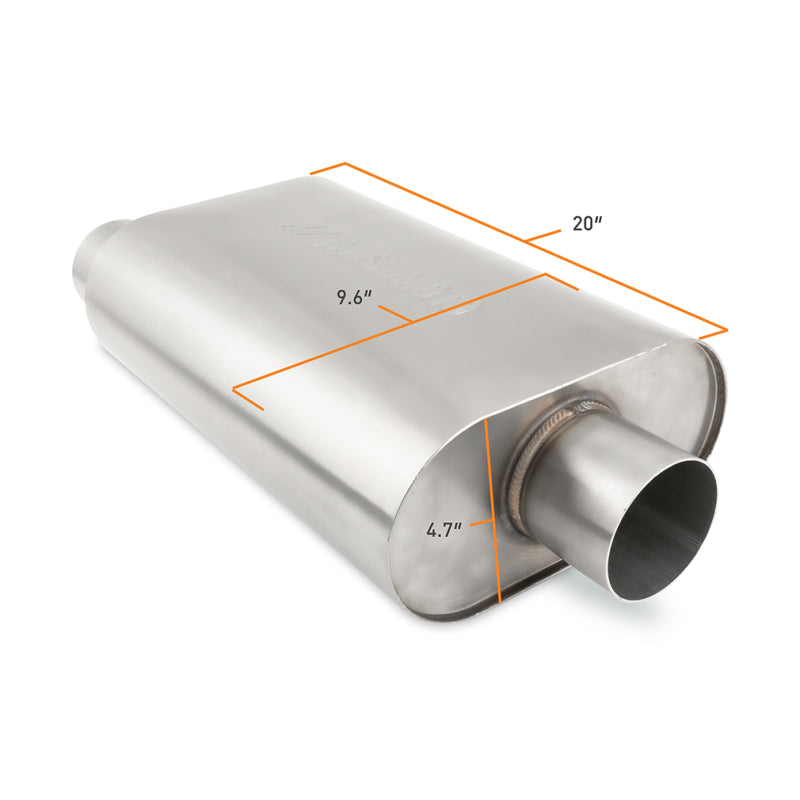 Mishimoto Universal Muffler with 3-inch Offset Inlet/Outlet - Brushed Stainless Steel