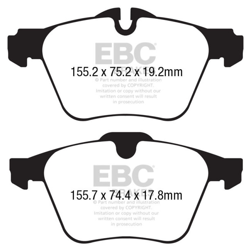 EBC Redstuff Ceramic Low Dust Brake Pads for Jaguar F-Type 2014-2017 * Front Set, Part No. EBCDP32189C