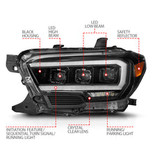 Load image into Gallery viewer, ANZO 16-22 Toyota Tacoma SR/SR5 Full LED Projector Headlight Set with Light Bar and Sequential Turn Signals