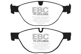 EBC DP42076R Yellowstuff Front Brake Pads for 2009-2013 Jaguar XF and XFR, 2009-2013 Jaguar XKR