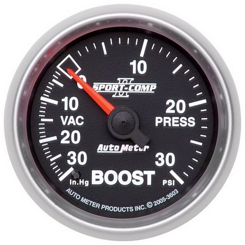 AutoMeter Sport-Comp II 52mm 30 PSI Mechanical Boost and Vacuum Gauge