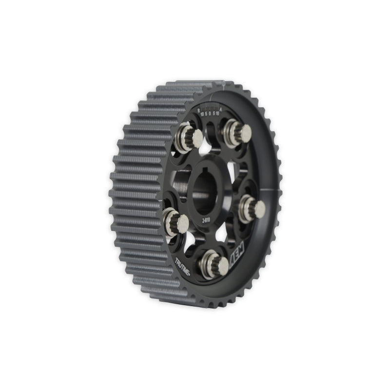 AEM Tru-Time Adjustable Camshaft Gear for Honda and Acura Engines - Black Anodized, Part Number aem23-802BK