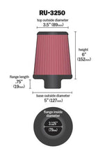 Load image into Gallery viewer, K&amp;N Engineering Universal Tapered Air Filter Part Number: KNNU-3250 for Automotive and Equipment Applications