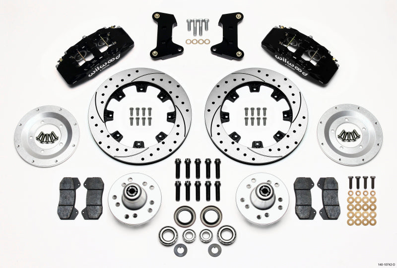Wilwood Dynapro 6 Front Hub Kit with 12.19-Inch Drilled Rotors for 1974-1980 Ford Mustang II and Pinto
