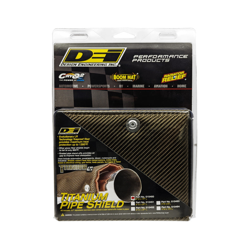 DEI Titanium Pipe Shield with Stainless Steel Clamps – 6x12 Inches for High-Temperature Exhaust Protection
