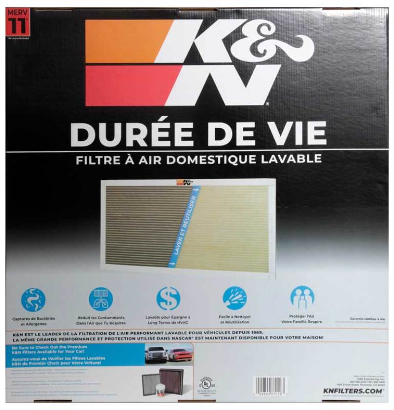 K&N HVAC Filter 24 x 24 x 1 * Reusable Pleated Synthetic Air Filter with MERV 11 Rating