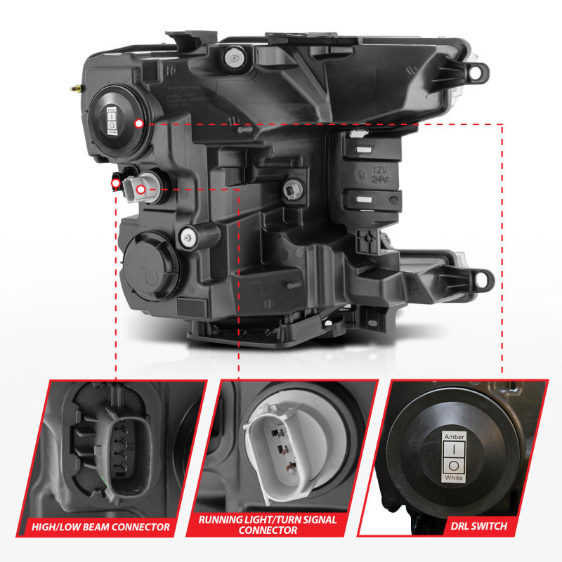 ANZO Z-Series Full LED Projector Headlights for Ford F-150 2018-2020 with Factory Halogen, Pair