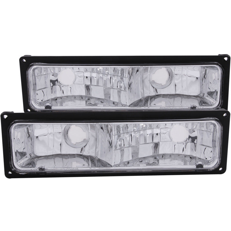 ANZO Euro Parking Light Assembly for Chevrolet C1500 and GMC R2500, Black Housing Pair