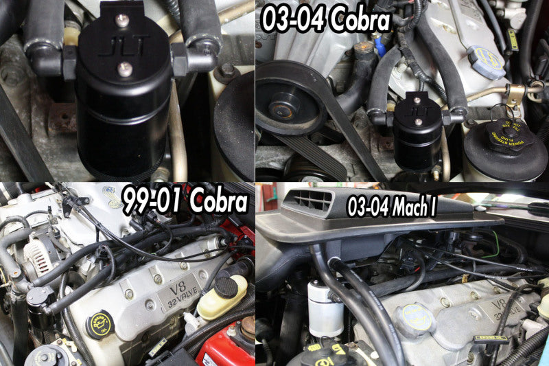 J&L JLT3018D-B 3.0 Oil Separator, Driver Side, Black Anodized for 1999-2004 Ford Mustang Cobra and 2003-2004 Mach 1