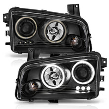 Load image into Gallery viewer, ANZO 2006-2010 Dodge Charger Projector Headlights with Halo, Black Housing and Clear Lens (CCFL) Pair
