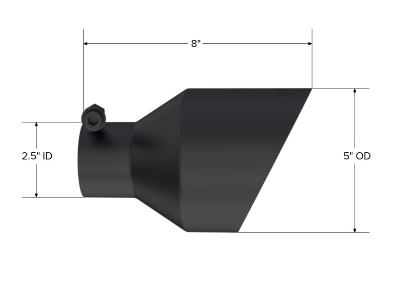 MBRP Black-Coated Exhaust Tip 2.5 Inch Inlet, 5 Inch Outlet, 8 Inch Length