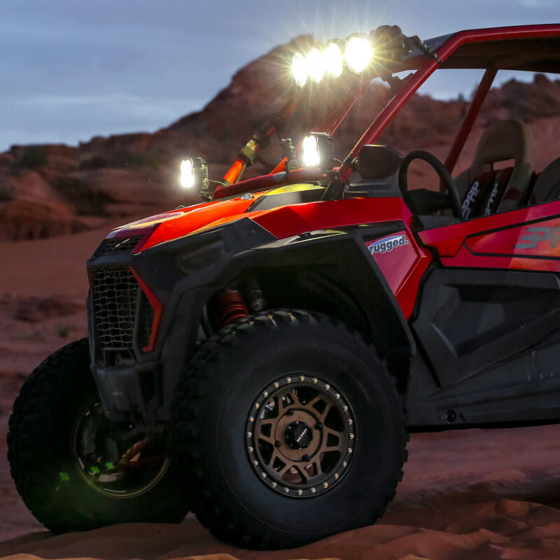 KC HiLiTES FLEX ERA 4 Single Light Master Kit * High-Performance Off-Road LED Light with IP68 Rating, Amber Backlighting, and Customizable Features